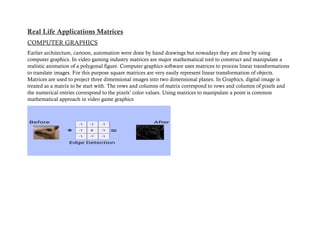 Comprehensive Project Report on Applications of Matrices in Technology ...