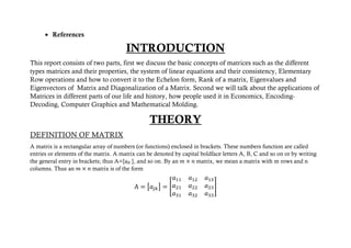 Comprehensive Project Report on Applications of Matrices in Technology ...