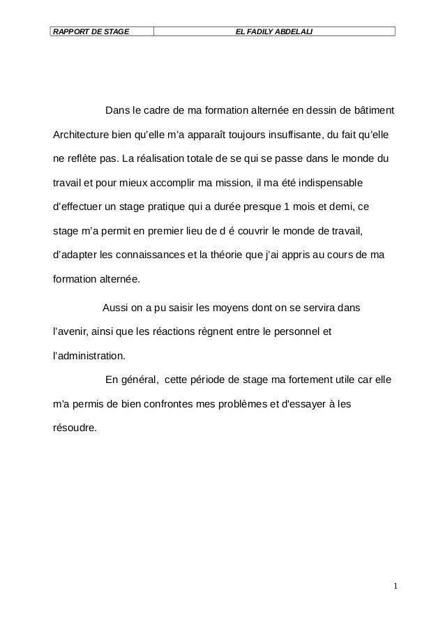 exemple rapport de stage au Bureau d'etude BTP  télécharger  http/…
