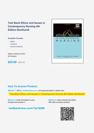 Test Bank Ethics and Issues in Contemporary Nursing 4th Edition ...