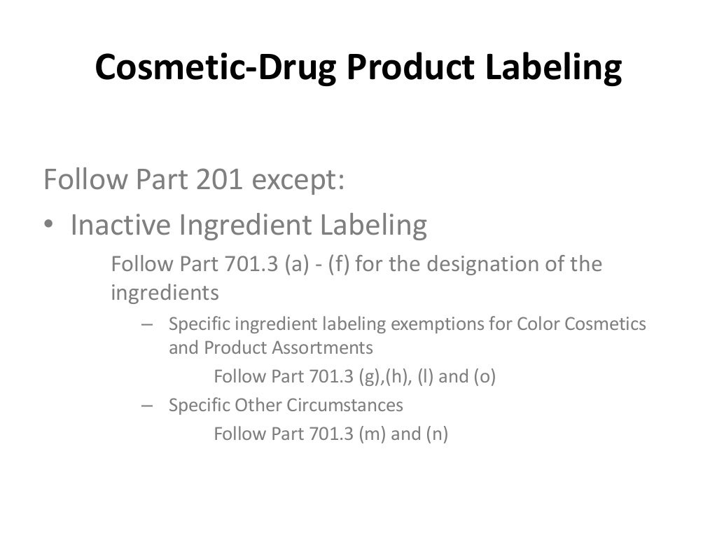 COSMETIC LABELING & CLAIMS