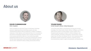 About us
4
David Cunningham has more than 20 years of Information Technology
experience supporting advanced technology programs and major
transformational programs within the Department of Defense, Intelligence
Community, Civilian Agencies, and Commercial clients. He is consistently at
the forefront of technology evolutions to drive customer success and meet
critical missions and business objectives. From architecting complex
geographically dispersed systems to evolving and strategizing the transition
into data-driven organizations, David has provided exceptional support to
meet his clients’ demands for industry-leading cloud and data solutions.
DAVID CUNNINGHAM
CEO, Insipher
As the Chief Growth Officer at Atlas Research, Mr. Bang uses his broad
knowledge of the Federal market (Health, Defense, Intelligence, and Civil) to
guide the firm’s growth in existing, adjacent, and new markets. He is a
recognized expert and speaker in health IT, artificial intelligence, data
science and big data, DevSecOps, orchestration, containerization, systems
engineering, the software development lifecycle, cloud computing, product
development, portfolio management, biometrics, acquisition process,
telecommunications, logistics, supply and maintenance, and manufacturing.
YOUNG BANG
Chief Growth Officer, Atlas Research
 