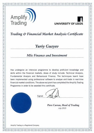 Trading and Financial Market Certificate