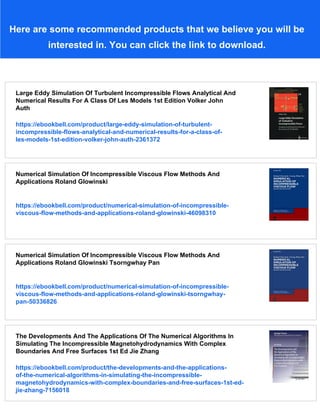 Numerical Simulations Of Incompressible Flows M M Hafez | PDF