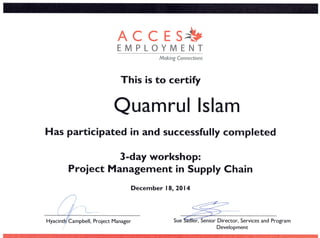 Project Mgt. in Supply Chain