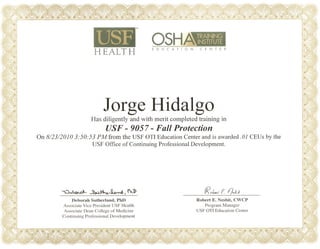 USF-OSHA Certification (2010)