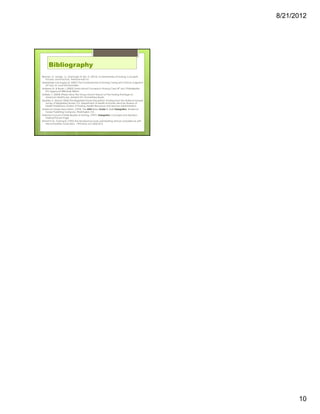 8/21/2012




     Bibliography
Berman, A., Synder , S., and Kozier, B, Erb, G. (2012). Fundamentals of Nursing: Concepts,
   Process, and Practice., Prentice Hall, NJ.
Harkreader H.& Hogan.M. (2007) The Fundamentals of Nursing Caring and Clinical Judgment
   (3rd ed.) St. Louis MO:Saunders
Andrews M. & Boyle J. (2003) Transcultural Concepts In Nursing Care (4th ed.) Philadelphia
   PN: Lippincott Williams& Wilkins
Satterly, F. (2004) Where Have The Nurses Gone? Impact of The Nursing Shortage on
   American Healthcare. Amherst NY: Prometheus Books
Spratley, E. (March 2000) The Registered Nurse Population, Findings from the National Sample
   Survey of Registered Nurses, U.S. Department of Health & Human Services, Bureau of
   Health Professions, Division of Nursing, Health Resources and Services Administration.
American Nurses Association. (1995). The ANA Basic Guide to Safe Delegation. American
   Nurses Publishing Company. Washington, DC.
National Council of State Boards of Nursing. (1997). Delegation: Concepts and Decision-
   Making Process Page
Ehrhart P.M., Furlong B. (1993) The renaissance nurse: permeating clinical competence with
   the humanities. Nurse Educ. 1993 May-Jun;18(3):22-4.




                                                                                                     10
 