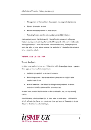itSMF PMSIG - Proactive Problem Management | PDF