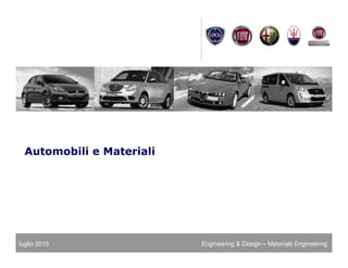 Engineering & Design – Materials Engineeringluglio 2010
Automobili e Materiali
 