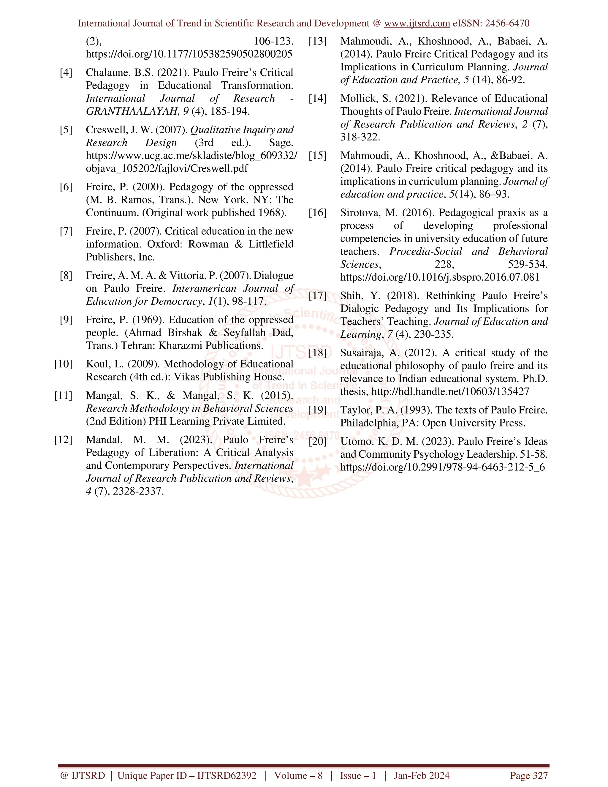 Conscientization to Liberation Paulo Freire’s Educational Paradigm and ...