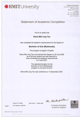 RMIT qualification