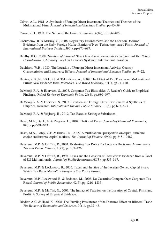 Research proposal in economic policy