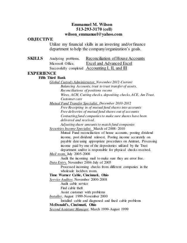 specialist resume for reconciliation emwilson.resume specialist resume for reconciliation emwilson.resume