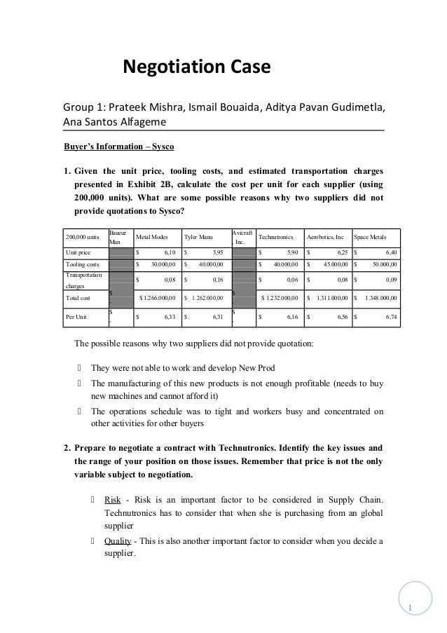 case study on business negotiation