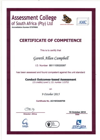 Assessor Certificate