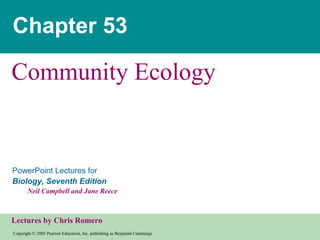 Copyright © 2005 Pearson Education, Inc. publishing as Benjamin Cummings
PowerPoint Lectures for
Biology, Seventh Edition
Neil Campbell and Jane Reece
Lectures by Chris Romero
Chapter 53
Community Ecology
 