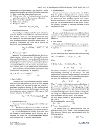 Experimental Investigation on Heat Transfer Enhancement in Laminar Flow ...
