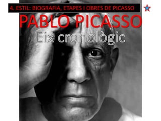 PABLO PICASSO
4. ESTIL: BIOGRAFIA, ETAPES I OBRES DE PICASSO
 