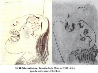 31-34 Cabeza de mujer llorando París, Mayo de 1937 Lápiz y
aguada sobre papel, 29 x23 cm.
 