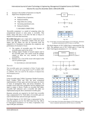 Power and Delay Analysis of Logic Circuits Using Reversible Gates | PDF