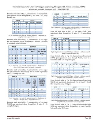 Power and Delay Analysis of Logic Circuits Using Reversible Gates | PDF