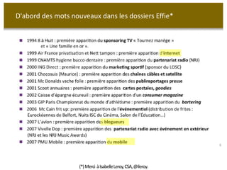6 
D'abord des mots nouveaux dans les dossiers Effie* 
(*) Merci à Isabelle Leroy, CSA, @ileroy. 
 