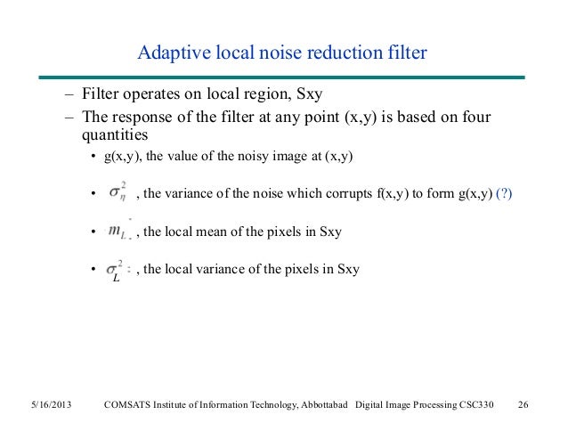 filters for noise in image processing