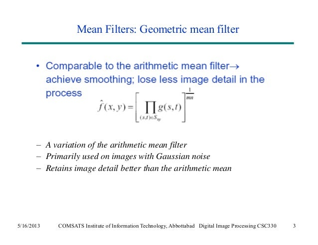 filters for noise in image processing