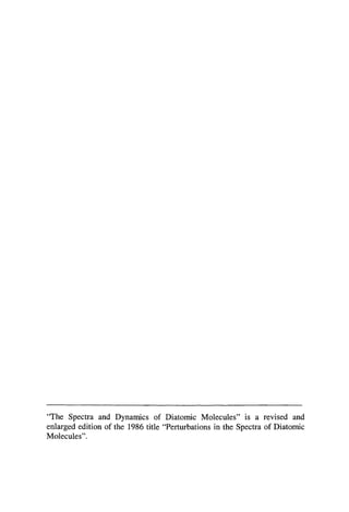 The Spectra And Dynamics Of Diatomic Molecules 2nd Edition Helene ...