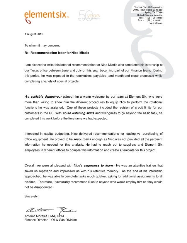 nico recommendation letter june july 2011 letter of recommendation time frame
