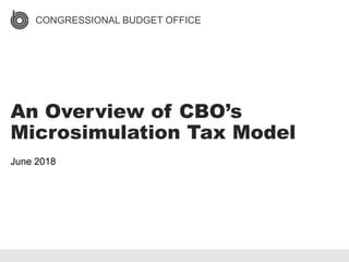 CONGRESSIONAL BUDGET OFFICE
An Overview of CBO’s
Microsimulation Tax Model
June 2018
 
