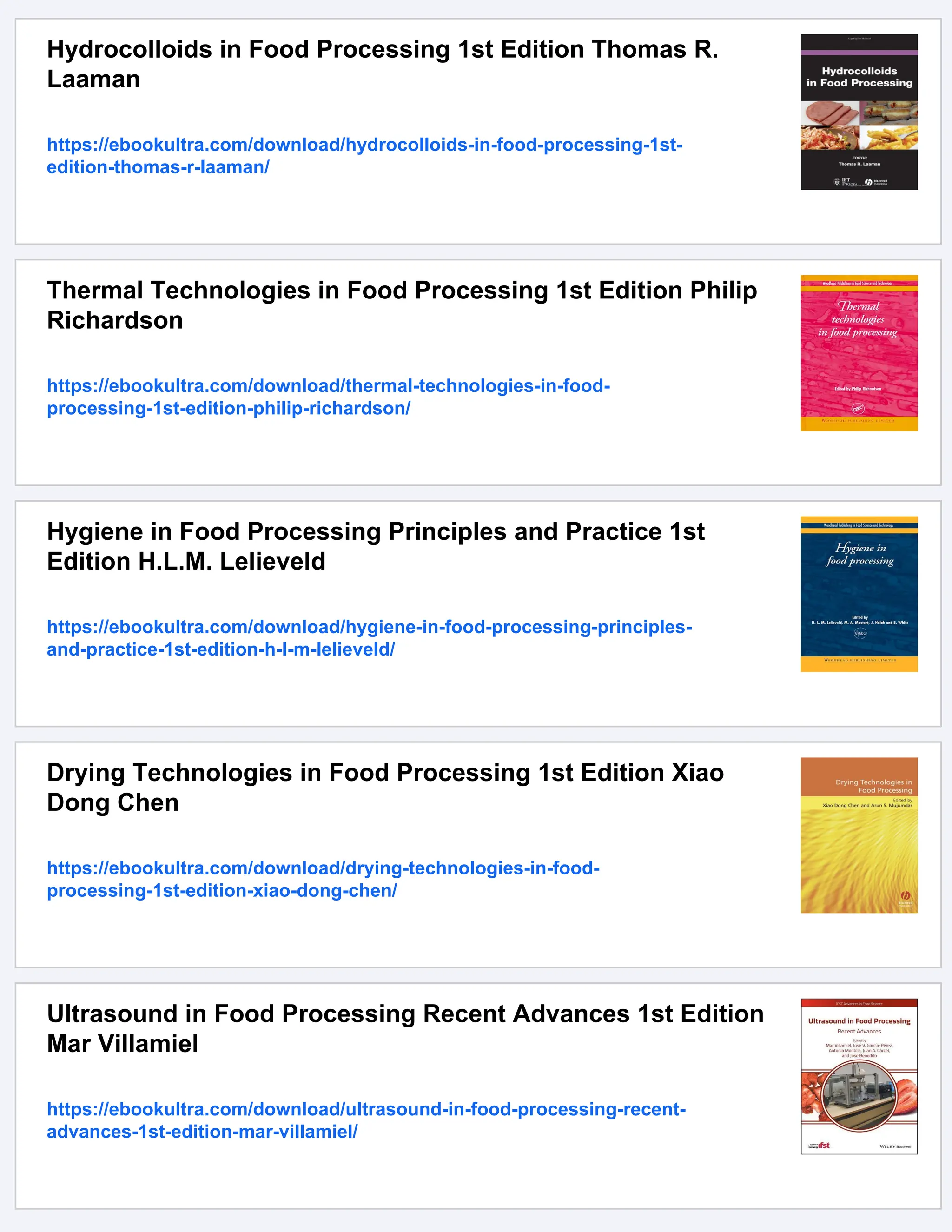 Hydrocolloids in Food Processing 1st Edition Thomas R.
Laaman
https://ebookultra.com/download/hydrocolloids-in-food-processing-1st-
edition-thomas-r-laaman/
Thermal Technologies in Food Processing 1st Edition Philip
Richardson
https://ebookultra.com/download/thermal-technologies-in-food-
processing-1st-edition-philip-richardson/
Hygiene in Food Processing Principles and Practice 1st
Edition H.L.M. Lelieveld
https://ebookultra.com/download/hygiene-in-food-processing-principles-
and-practice-1st-edition-h-l-m-lelieveld/
Drying Technologies in Food Processing 1st Edition Xiao
Dong Chen
https://ebookultra.com/download/drying-technologies-in-food-
processing-1st-edition-xiao-dong-chen/
Ultrasound in Food Processing Recent Advances 1st Edition
Mar Villamiel
https://ebookultra.com/download/ultrasound-in-food-processing-recent-
advances-1st-edition-mar-villamiel/
 