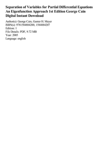 Separation of Variables for Partial Differential Equations An ...