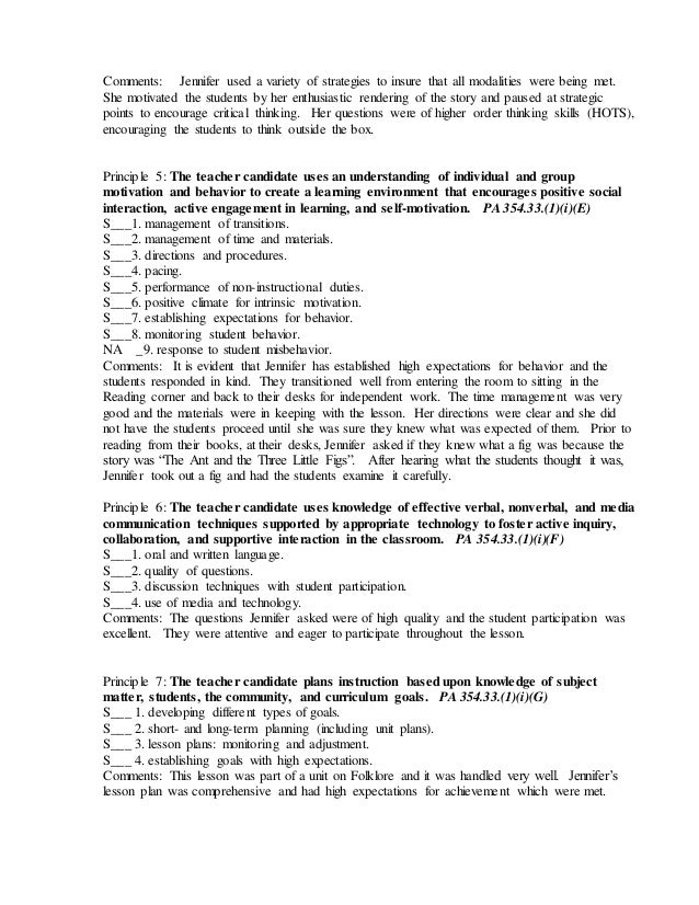 Student Teaching Observation Evaluation #1