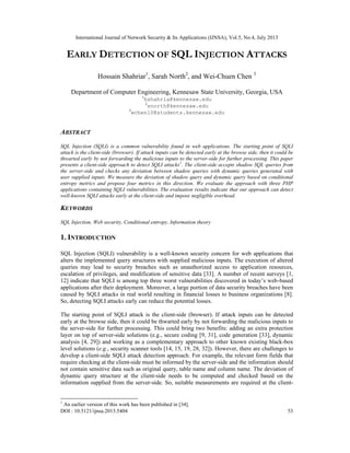 EARLY DETECTION OF SQL INJECTION ATTACKS | PDF