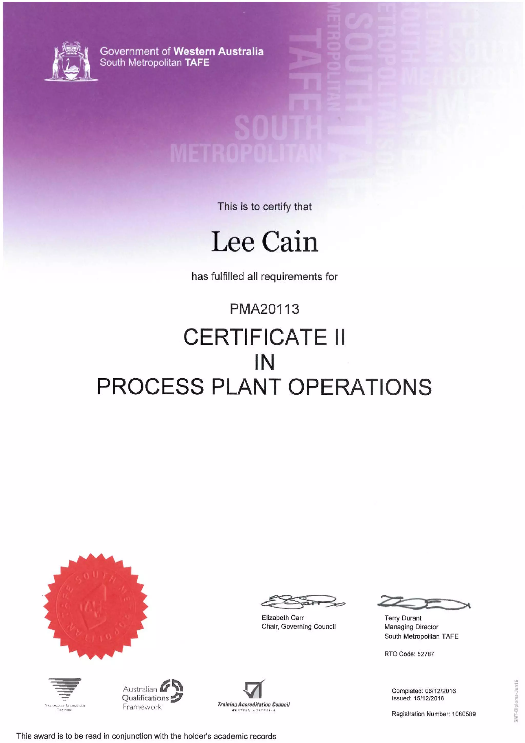 Certificate II in Process Plant Operations Lee Cain PDF