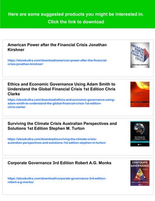 Corporate Governance After the Financial Crisis 1st Edition Stephen M ...