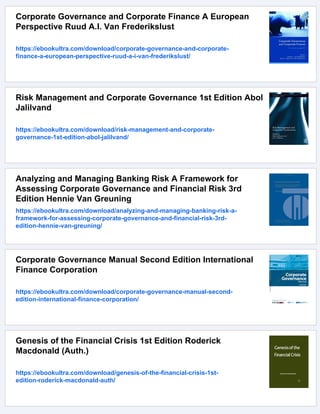 Corporate Governance After the Financial Crisis 1st Edition Stephen M ...