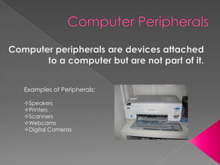 Computer HardwareHardware of a modern Personal Computer.1. Monitor2. Motherboard3. CPU4. RAM5. Expansion cards6. Power supply7. Optical disc drive8. Hard disk drive9. Keyboard10. Mouse