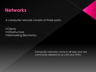 Computer PeripheralsComputer peripherals are devices attached to a computer but are not part of it.Examples of Peripherals:Speakers