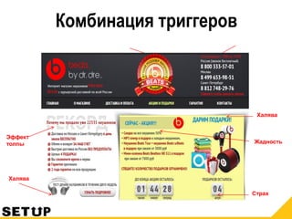 Комбинация триггеров
Эффект
толпы
Халява
Страх
Жадность
Халява
 