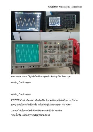 54261509 IN 2B




               Digital Oscilloscope     Analog Oscilloscope

Analog Oscilloscope




Analog Oscilloscope

POWER

ON)                                                    OFF)

2                     POWER           LED

                                 ON)
 