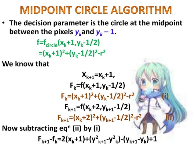 Mid-Point Cirle Drawing Algorithm | PPTX | Science