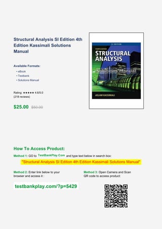 Comprehensive Guide to Structural Analysis SI Edition 4th Edition ...