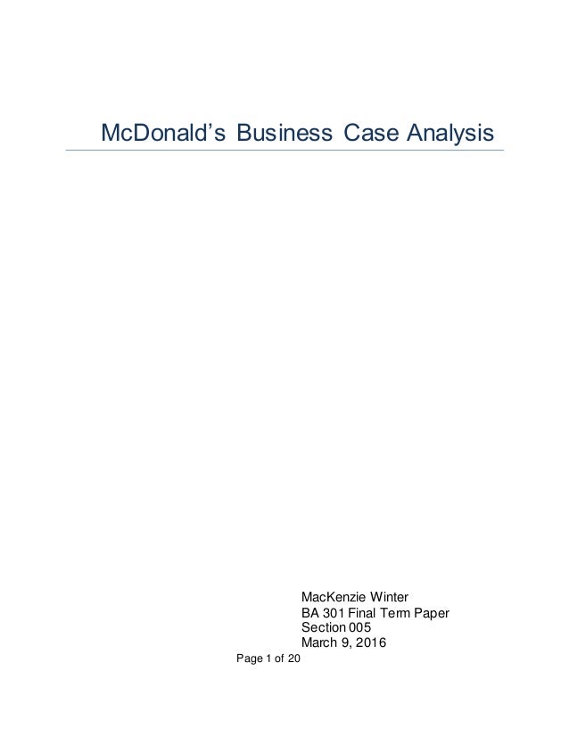 Mcdonalds research paper