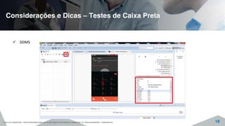 Considerações e Dicas – Testes de Caixa Preta
©2015 CITS AMAZONAS - CENTRO INTERNACIONAL DE TECNOLOGIA DE SOFTWARE DO AMAZONAS. ALL RIGHTS RESERVED - CONFIDENTIAL 18
DDMS
 