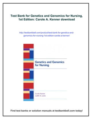 Test Bank for Genetics and Genomics for Nursing, 1st Edition: Carole A ...