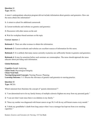 Test Bank for Genetics and Genomics for Nursing, 1st Edition: Carole A ...
