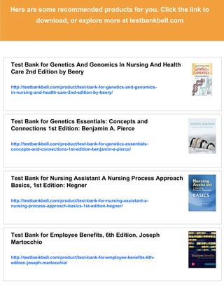 Test Bank for Genetics and Genomics for Nursing, 1st Edition: Carole A ...
