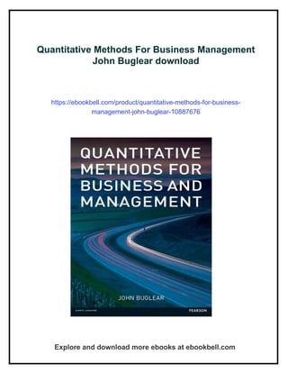 Quantitative Methods For Business Management John Buglear | PDF